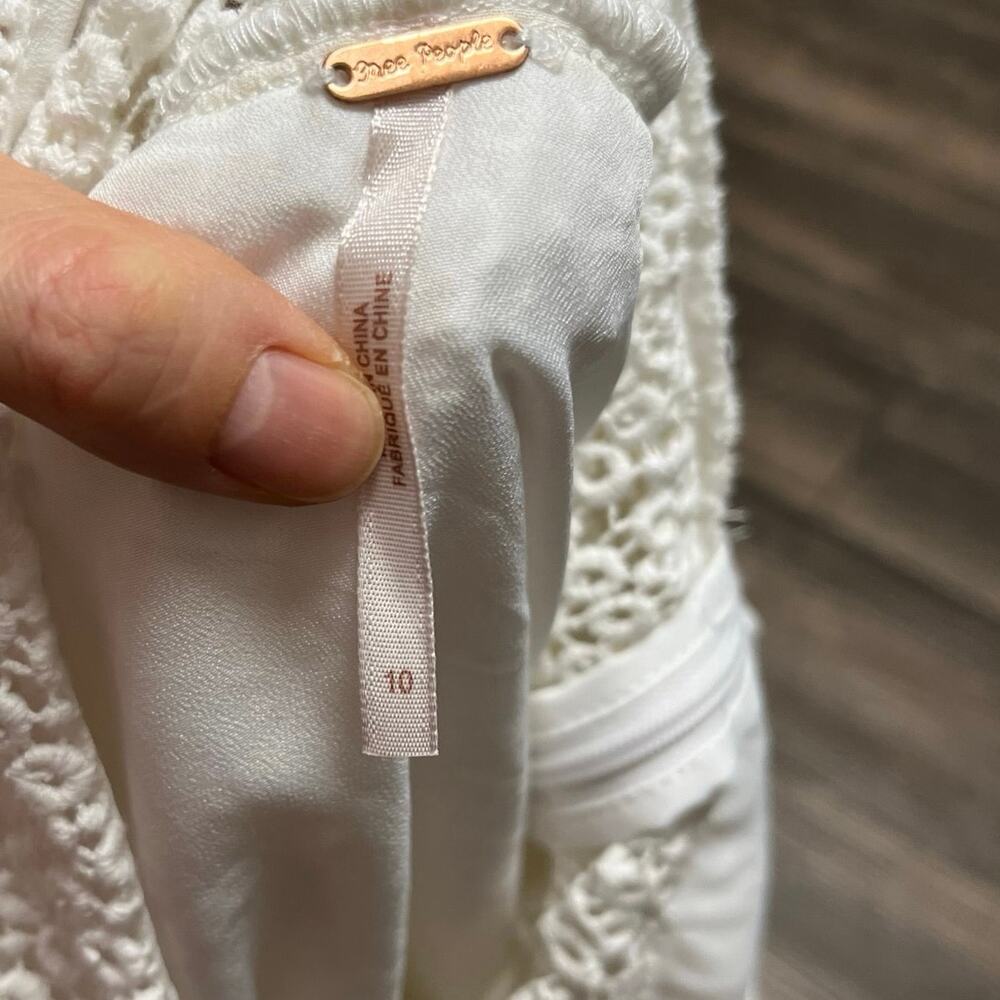 Free People So Sweetly White Crochet Halter Mini Dress Cotton Lace 10 Romantic - Picture 7 of 7